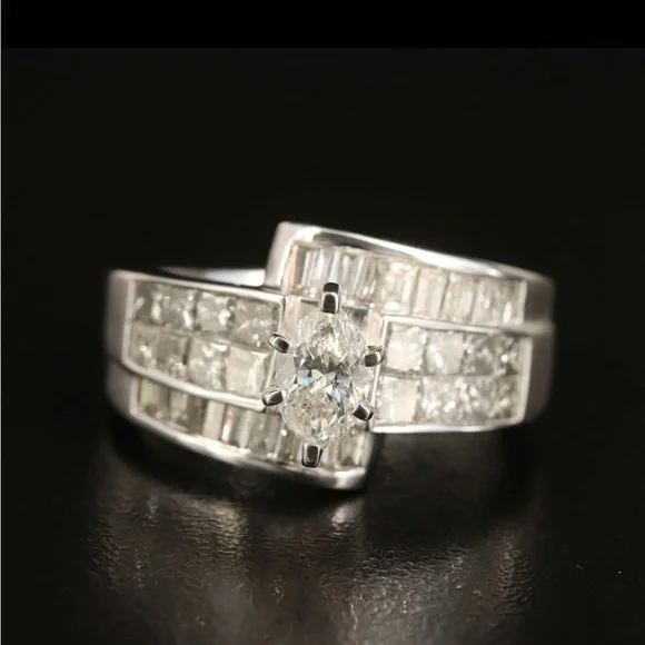 10K White Gold 2.16 CTW Natural Diamond Ring - Picture 1 of 10